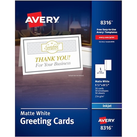 Avery Cards, Greeting, Inkjt, Hvywgt 30PK AVE8316